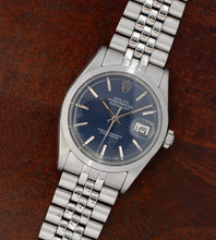 Afbeelding in Gallery-weergave laden, Rolex Datejust 1600 'Blue Pie-Pan Dial' (1966)