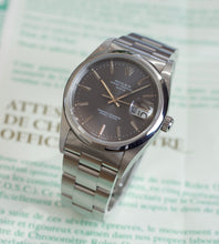 Afbeelding in Gallery-weergave laden, Rolex Date 15210 Slate Grey + Papers & Original Engine Turned Bezel (1995)