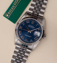 Afbeelding in Gallery-weergave laden, Rolex Datejust 16234 'Blue Applied Roman Dial' + Tag (1997/1998)