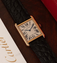 Afbeelding in Gallery-weergave laden, Cartier Tank Solo 'Small' 3168 Box & Papers / Black Strap (2014)