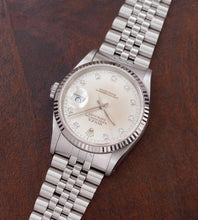 Afbeelding in Gallery-weergave laden, Rolex Datejust 16234 'Silver / Cream Patina Diamond Dial' (1990)