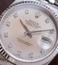 Afbeelding in Gallery-weergave laden, Rolex Datejust 16234 'Silver / Cream Patina Diamond Dial' (1990)