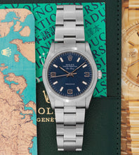 Afbeelding in Gallery-weergave laden, Rolex Air-King 14000 'Blue Dial' + Box & Booklets (1997/1998)