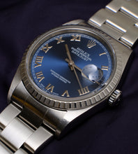 Load image into Gallery viewer, Rolex Datejust 16220 Blue Applied Roman Dial from 1999