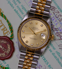 Afbeelding in Gallery-weergave laden, Rolex Datejust 16233 ''Champagne Diamond Dial'' Full Set (93/94)