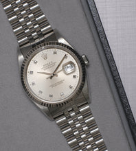Afbeelding in Gallery-weergave laden, Rolex Datejust 16234 ''Silver Diamond Dial'' 1990