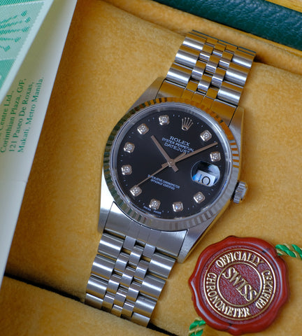 Rolex Datejust 16234 black diamond dial