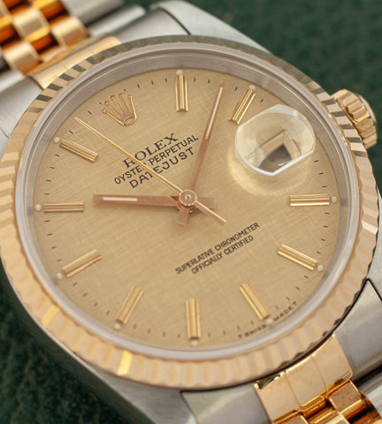 Rolex Datejust 16233 Linen Dial / Like NOS-Condition / Box + Papers / 1991-1992