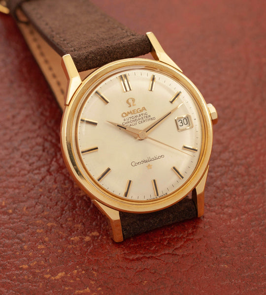 Omega Constellation 18K - 168.005 - Dog Leg - Silver Flat Dial - Onyx (1963)