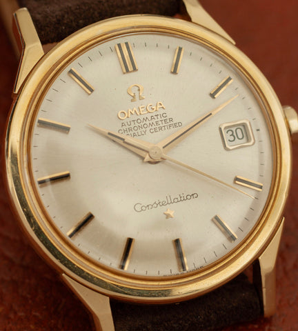 Omega Constellation 18K - 168.005 - Dog Leg - Silver Flat Dial - Onyx (1963)