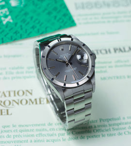 Rolex Date 15210 Slate Grey + Papers & Original Engine Turned Bezel (1995)