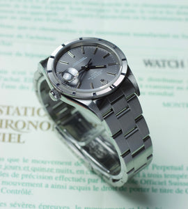 Rolex Date 15210 Slate Grey + Papers 1995 & Smooth Bezel (1995)