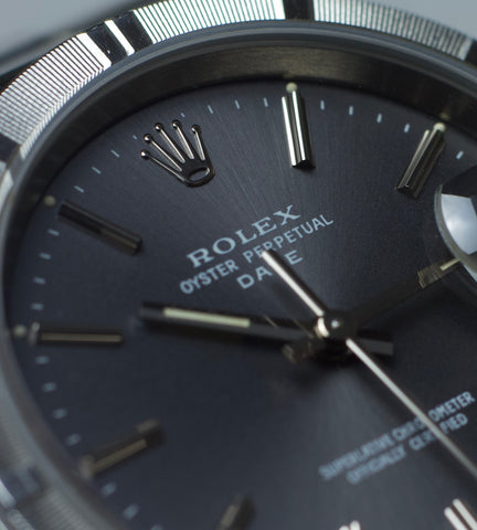 Rolex Date 15210 Slate Grey + Papers 1995 & Smooth Bezel (1995)