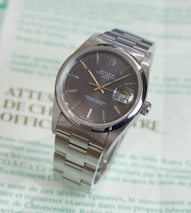 Rolex Date 15210 Slate Grey + Papers & Original Engine Turned Bezel (1995)