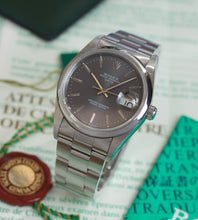 Afbeelding in Gallery-weergave laden, Rolex Date 15210 Slate Grey + Papers &amp; Original Engine Turned Bezel (1995)

