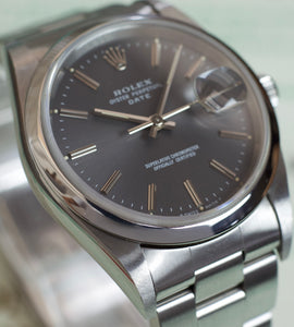 Rolex Date 15210 Slate Grey + Papers & Original Engine Turned Bezel (1995)