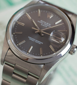 Rolex Date 15210 Slate Grey + Papers & Original Engine Turned Bezel (1995)