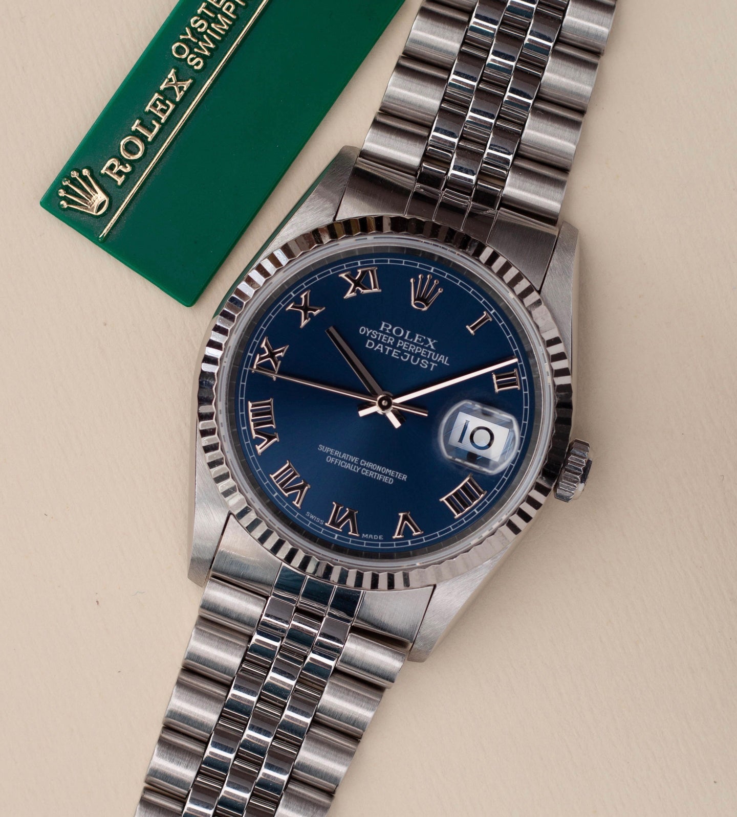 Rolex Datejust 16234 'Blue Applied Roman Dial' + Tag (1997/1998)