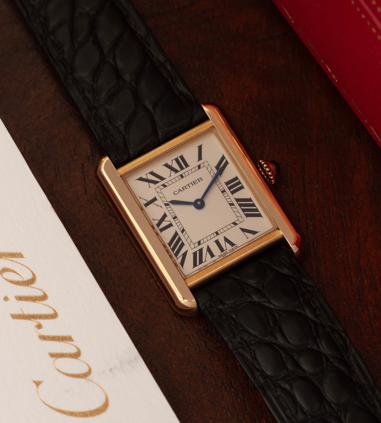 Cartier Tank Solo 'Small' 3168 Box + Papers / Black Strap (2014)