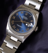 Load image into Gallery viewer, Rolex Datejust 16220 Blue Applied Roman Dial from 1999
