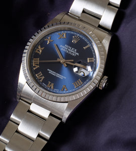 Rolex Datejust 16220 Blue Applied Roman Dial from 1999