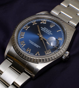 Rolex Datejust 16220 Blue Applied Roman Dial from 1999