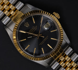 Rolex Datejust 16013 Black Tapestry Dial 1987