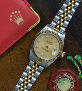 Rolex Lady-Datejust 69173 'Champagne Diamond Dial' 1998 (Full-Set)