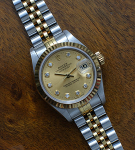 Rolex Lady-Datejust 69173 'Champagne Diamond Dial' 1998 (Full-Set)