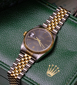 Rolex Datejust 16233 Black Tapestry Dial 1996 (Box + Papers)