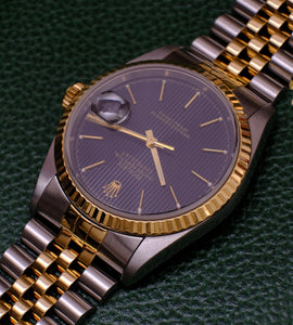 Rolex Datejust 16233 Black Tapestry Dial 1996 (Box + Papers)