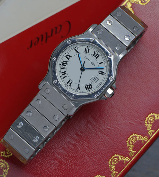 Cartier Santos Octagon 2965 Box + Service papers 90's (unpolished)