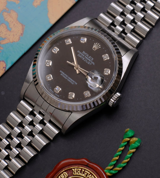 Rolex Datejust 16234 Black Diamond Dial 1996 (Box + Papers)